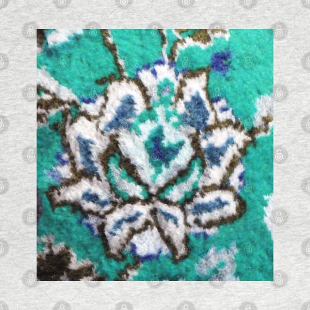 aqua green flower, flower design, floral designs, minimal art, abstract art, floral pattern, antique rug photo , For custom orders please DM me. by Hadigheh-art